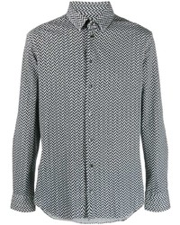 hellblaues Langarmhemd mit geometrischem Muster von Giorgio Armani
