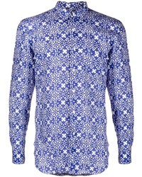 hellblaues Langarmhemd mit geometrischem Muster von PENINSULA SWIMWEA