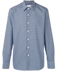 hellblaues Langarmhemd mit geometrischem Muster von Prada