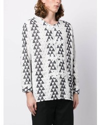 hellblaues Langarmhemd mit geometrischem Muster von Clot