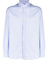 hellblaues Langarmhemd mit Hahnentritt-Muster von Borrelli