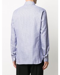 hellblaues Langarmhemd mit Hahnentritt-Muster von Tom Ford