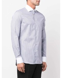 hellblaues Langarmhemd mit Hahnentritt-Muster von Canali
