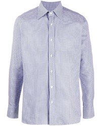 hellblaues Langarmhemd mit Hahnentritt-Muster von Tom Ford