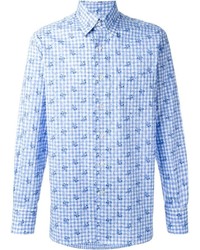 hellblaues Langarmhemd mit Karomuster von Canali