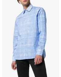 hellblaues Langarmhemd mit Karomuster von Prada