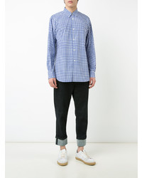 hellblaues Langarmhemd mit Karomuster von Comme Des Garçons Shirt Boys