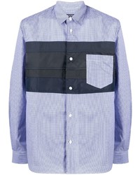 hellblaues Langarmhemd mit Karomuster von Comme des Garcons Homme