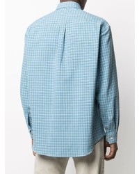 hellblaues Langarmhemd mit Karomuster von Gucci