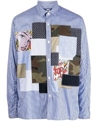 hellblaues Langarmhemd mit Karomuster von Junya Watanabe MAN