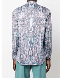 hellblaues Langarmhemd mit Paisley-Muster von Etro