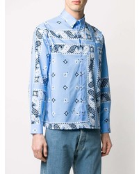 hellblaues Langarmhemd mit Paisley-Muster von MSGM