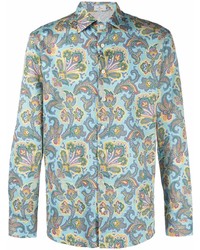 hellblaues Langarmhemd mit Paisley-Muster von Etro