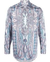 hellblaues Langarmhemd mit Paisley-Muster von Etro