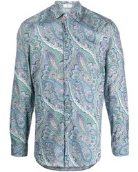 hellblaues Langarmhemd mit Paisley-Muster von Etro