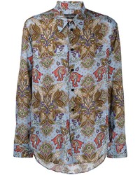hellblaues Langarmhemd mit Paisley-Muster von Garcons Infideles