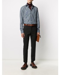 hellblaues Langarmhemd mit Paisley-Muster von Etro