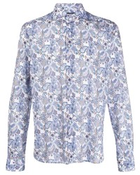 hellblaues Langarmhemd mit Paisley-Muster von Orian
