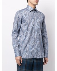 hellblaues Langarmhemd mit Paisley-Muster von Etro