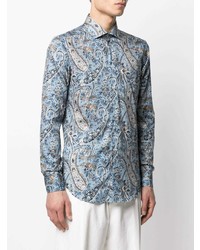 hellblaues Langarmhemd mit Paisley-Muster von Etro