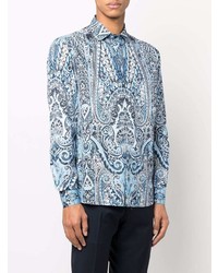 hellblaues Langarmhemd mit Paisley-Muster von Etro