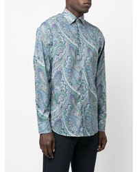 hellblaues Langarmhemd mit Paisley-Muster von Etro