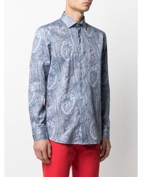 hellblaues Langarmhemd mit Paisley-Muster von Etro