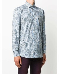 hellblaues Langarmhemd mit Paisley-Muster von Etro