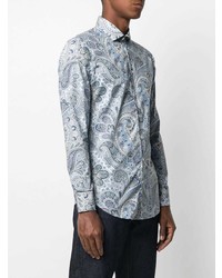 hellblaues Langarmhemd mit Paisley-Muster von Etro