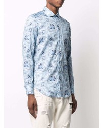 hellblaues Langarmhemd mit Paisley-Muster von Etro