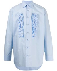 hellblaues Langarmhemd mit Rüschen von Raf Simons
