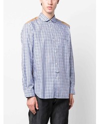 hellblaues Langarmhemd mit Schottenmuster von Junya Watanabe MAN