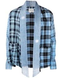 hellblaues Langarmhemd mit Schottenmuster von Greg Lauren