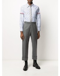 hellblaues Langarmhemd mit Schottenmuster von Thom Browne