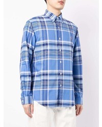 hellblaues Langarmhemd mit Schottenmuster von Polo Ralph Lauren
