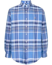 hellblaues Langarmhemd mit Schottenmuster von Polo Ralph Lauren