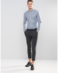 hellblaues Langarmhemd mit Vichy-Muster von Asos