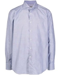 hellblaues Langarmhemd mit Vichy-Muster von Canali