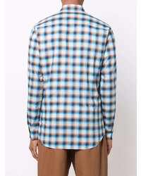 hellblaues Langarmhemd mit Vichy-Muster von DSQUARED2