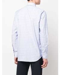 hellblaues Langarmhemd mit Vichy-Muster von Canali