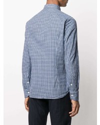 hellblaues Langarmhemd mit Vichy-Muster von Tintoria Mattei