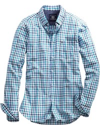 hellblaues Langarmhemd mit Vichy-Muster von Classic