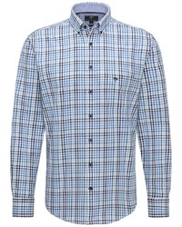 hellblaues Langarmhemd mit Vichy-Muster von Fynch Hatton