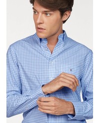 hellblaues Langarmhemd mit Vichy-Muster von Gant
