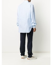 hellblaues Langarmhemd mit Vichy-Muster von Kiton