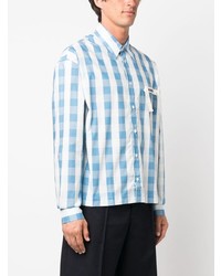 hellblaues Langarmhemd mit Vichy-Muster von Jacquemus