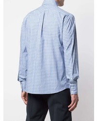hellblaues Langarmhemd mit Vichy-Muster von Brunello Cucinelli