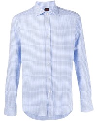 hellblaues Langarmhemd mit Vichy-Muster von Mp Massimo Piombo