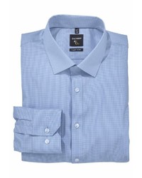 hellblaues Langarmhemd mit Vichy-Muster von Olymp