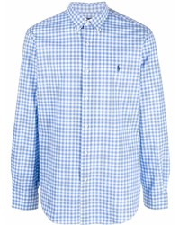 hellblaues Langarmhemd mit Vichy-Muster von Polo Ralph Lauren